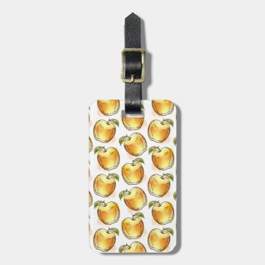 Patroon met gele appel bagagelabel (Voorkant verticaal)