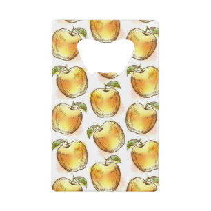 Patroon met gele appel creditkaart flessenopener