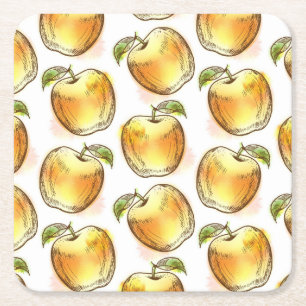 Patroon met gele appel kartonnen onderzetters