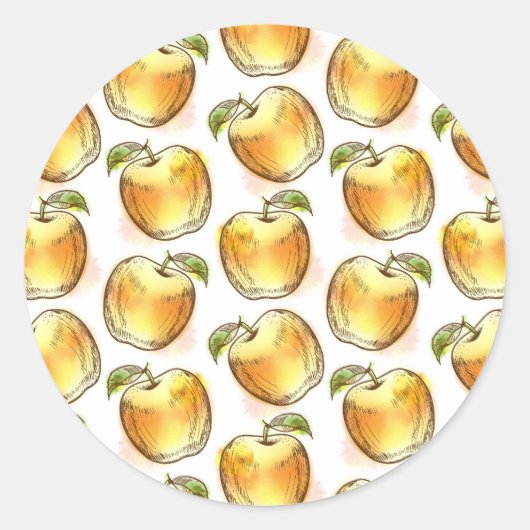 Patroon met gele appel ronde sticker (Voorkant)
