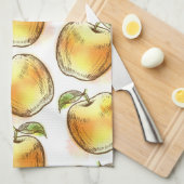 Patroon met gele appel theedoek (Quarter Fold)