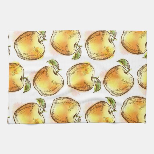 Patroon met gele appel theedoek (Horizontaal)