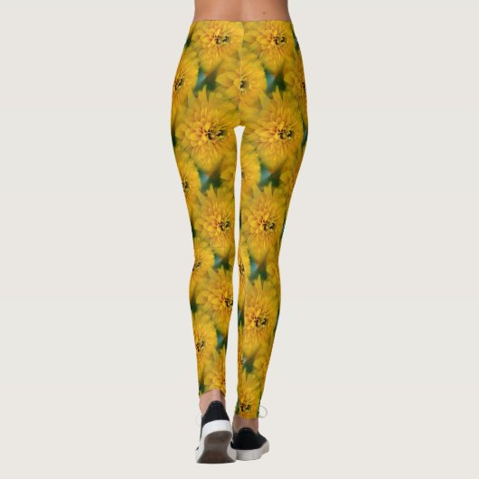 Patroon met gele Daisy Flower Natuur Leggings (Achterkant)