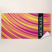 Patroon met gele, Oranje en Paarse gebogen rimpels Strandlaken (Voorkant)