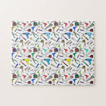 Patroon met gereedschap en illustraties van hardwa