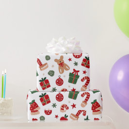 Patroon met geschenken, snoepjes en speelgoed cadeaupapier