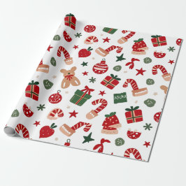 Patroon met geschenken, snoepjes en speelgoed cadeaupapier