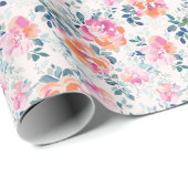 Patroon met geschilde Rozen Cadeaupapier (Rol Hoek)