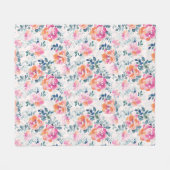Patroon met geschilde Rozen Fleece Deken (Voorkant (Horizontaal))