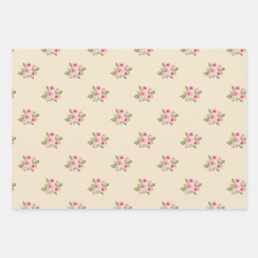 Patroon met geschilde Rozen Inpakpapier Vel (Voorkant 3)