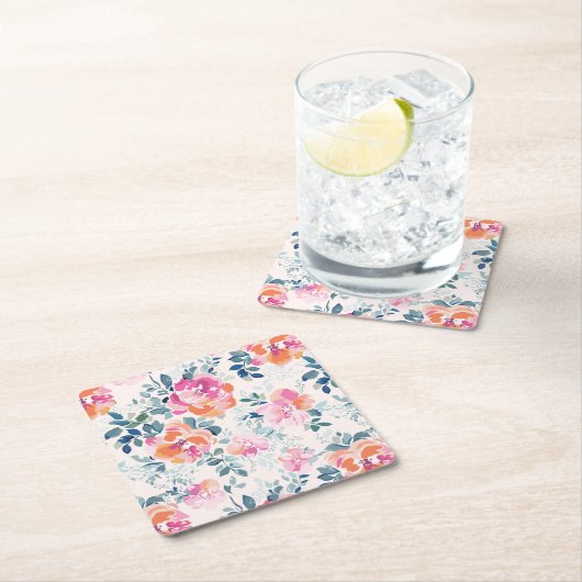 Patroon met geschilde Rozen Kartonnen Onderzetters (Insitu)