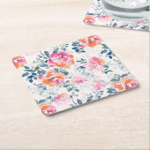 Patroon met geschilde Rozen Kartonnen Onderzetters (Schuin)