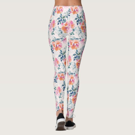 Patroon met geschilde Rozen Leggings (Achterkant)