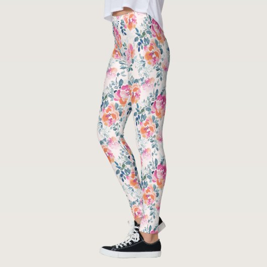 Patroon met geschilde Rozen Leggings (Links)