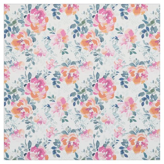 Patroon met geschilde Rozen Stof (Swatch)