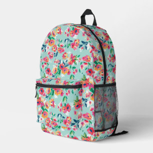 Patroon met geverfde bloemen bedrukte rugzak