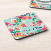 Patroon met geverfde bloemen bier onderzetter (Linkerzijde)