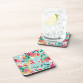 Patroon met geverfde bloemen bier onderzetter (Rechterzijde)