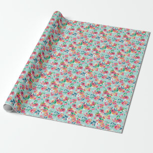 Patroon met geverfde bloemen cadeaupapier