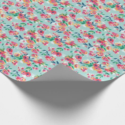 Patroon met geverfde bloemen cadeaupapier (Hoek)