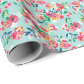 Patroon met geverfde bloemen cadeaupapier (Rol Hoek)