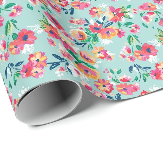 Patroon met geverfde bloemen cadeaupapier (Rol Hoek)