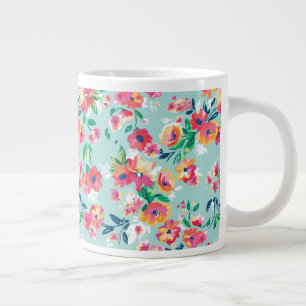Patroon met geverfde bloemen grote koffiekop