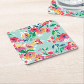 Patroon met geverfde bloemen kartonnen onderzetters (Schuin)