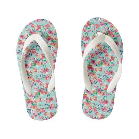 Patroon met geverfde bloemen kinder teenslippers (Voetbed)