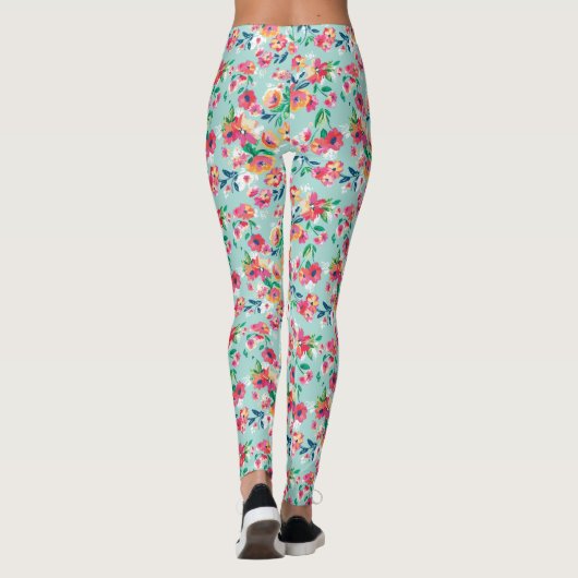 Patroon met geverfde bloemen leggings (Achterkant)