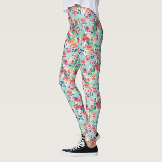 Patroon met geverfde bloemen leggings (Links)
