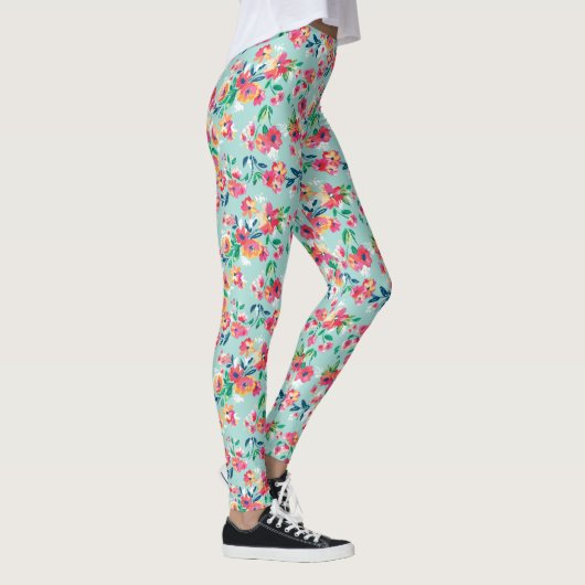 Patroon met geverfde bloemen leggings (Rechts)