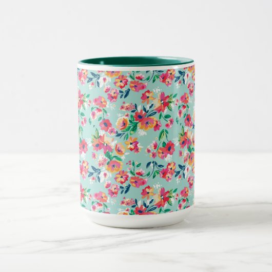 Patroon met geverfde bloemen mok (Midden)