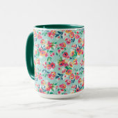 Patroon met geverfde bloemen mok (Voorkant links)