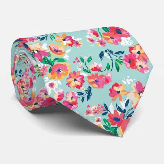 Patroon met geverfde bloemen stropdas (Opgerold)