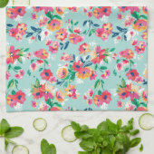 Patroon met geverfde bloemen theedoek (Gevouwen)