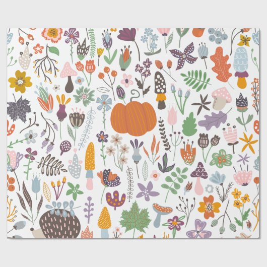 Patroon met gevlekte bladeren en herfsten cadeaupapier (Vlak)