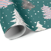 Patroon met gevlekte kerstbomen in groen cadeaupapier (Rol Hoek)