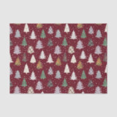 Patroon met gevlekte kerstbomen in Maroon Tissuepapier (Voorkant)