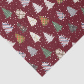 Patroon met gevlekte kerstbomen in Maroon Tissuepapier (Detail)