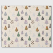 Patroon met gevlekte kerstbomen op Cream Cadeaupapier (Vlak)