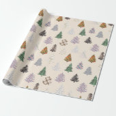 Patroon met gevlekte kerstbomen op Cream Cadeaupapier (Uitgerold)