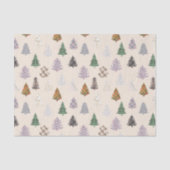 Patroon met gevlekte kerstbomen op Cream Tissuepapier (Voorkant)