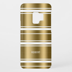 Patroon met Gold & White Stripes Case-Mate Samsung Galaxy S9 Hoesje