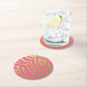 Patroon met gouden en roze zebrastripes ronde kartonnen onderzetter (Insitu)