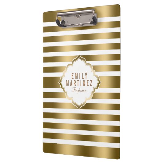 Patroon met gouden en witte strepen klembord (Links)