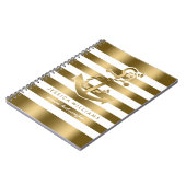 Patroon met gouden en witte strepen met anker notitieboek (Linkerzijde)