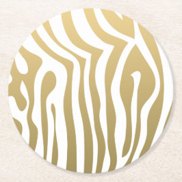 Patroon met gouden en witte zebrastripes ronde kartonnen onderzetter