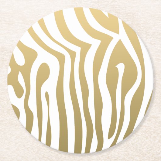 Patroon met gouden en witte zebrastripes ronde kartonnen onderzetter (Voorkant)