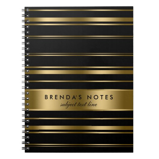 Patroon met gouden en zwarte strepen notitieboek (Voorkant)